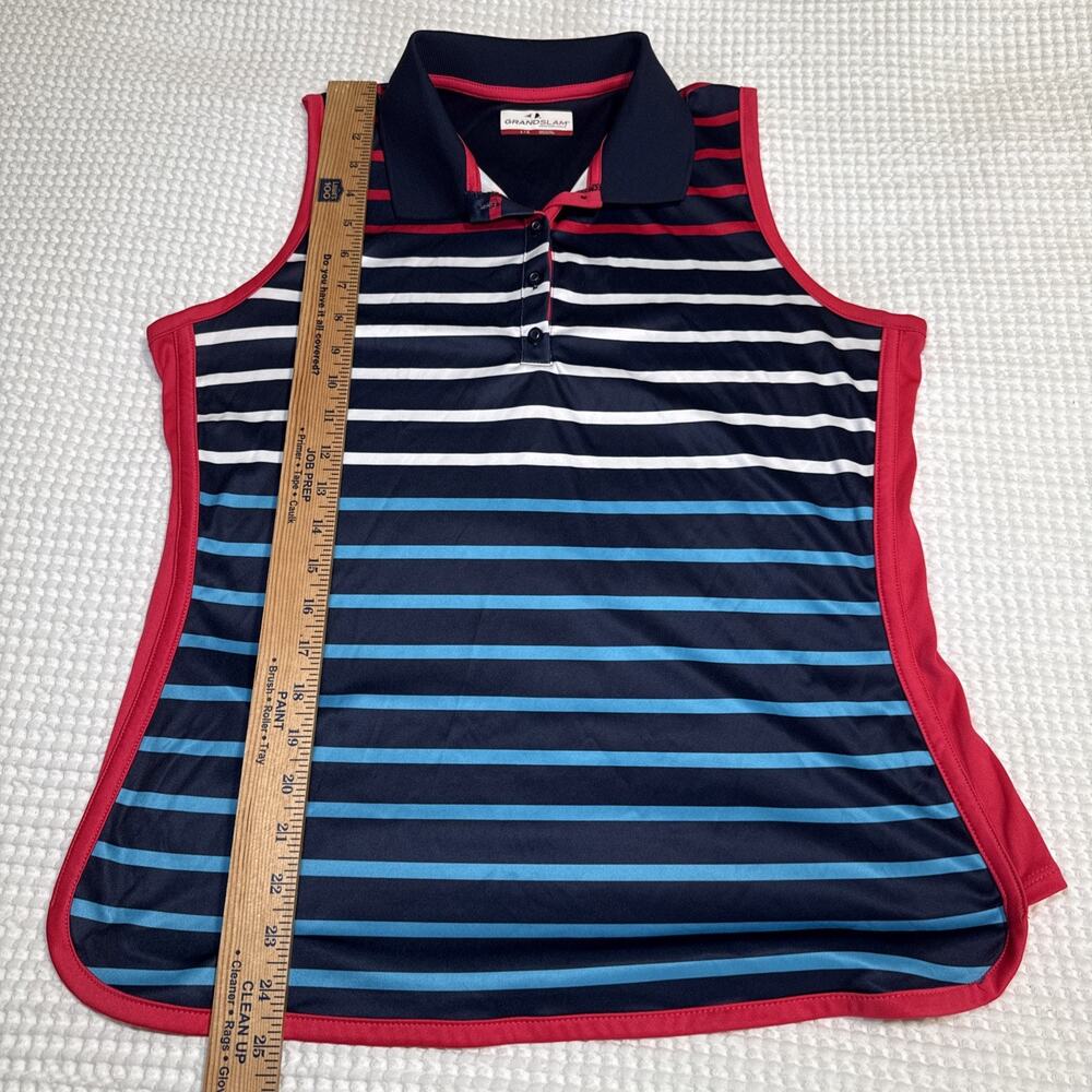 Womens Large Sleeveless Golf Polo Shirts Lot of 2 Plaid Stripe Athletic Stretch - Picture 13 of 15